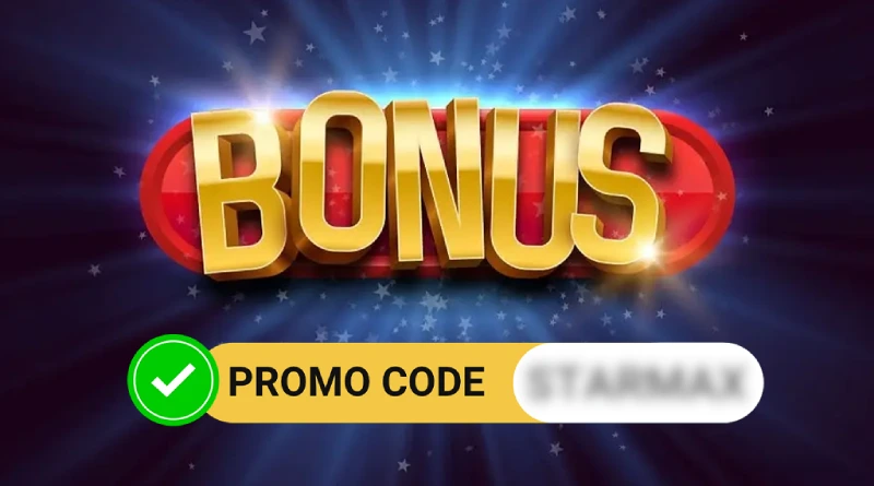 Bold 'BONUS' text with a promo code activation label