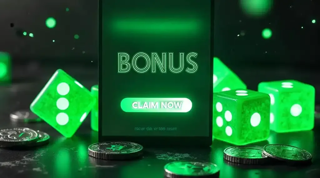 A glowing green mobile screen with the word 