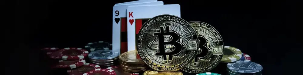 Set of cards and Bitcoin chips.