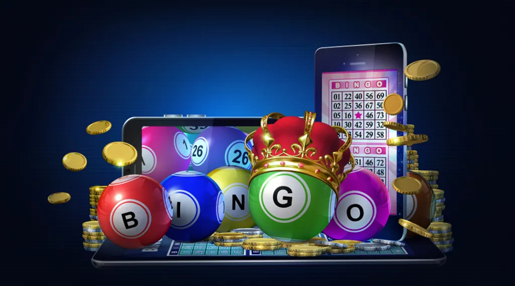 Bingo balls, gold coins, and a laptop displaying an online bingo game, emphasizing cryptocurrency prizes.