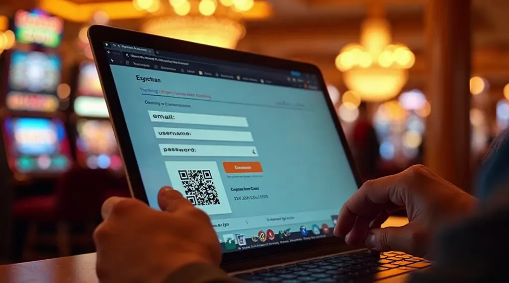 User signing up for a Bitcoin casino account.