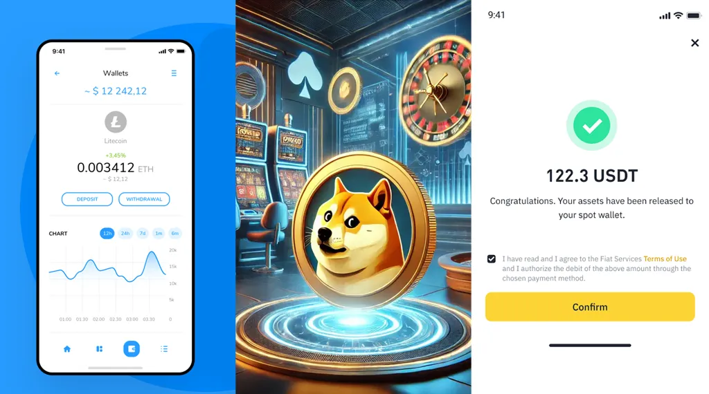 The app displays a casino game interface with vibrant graphics and interactive elements for user engagement.